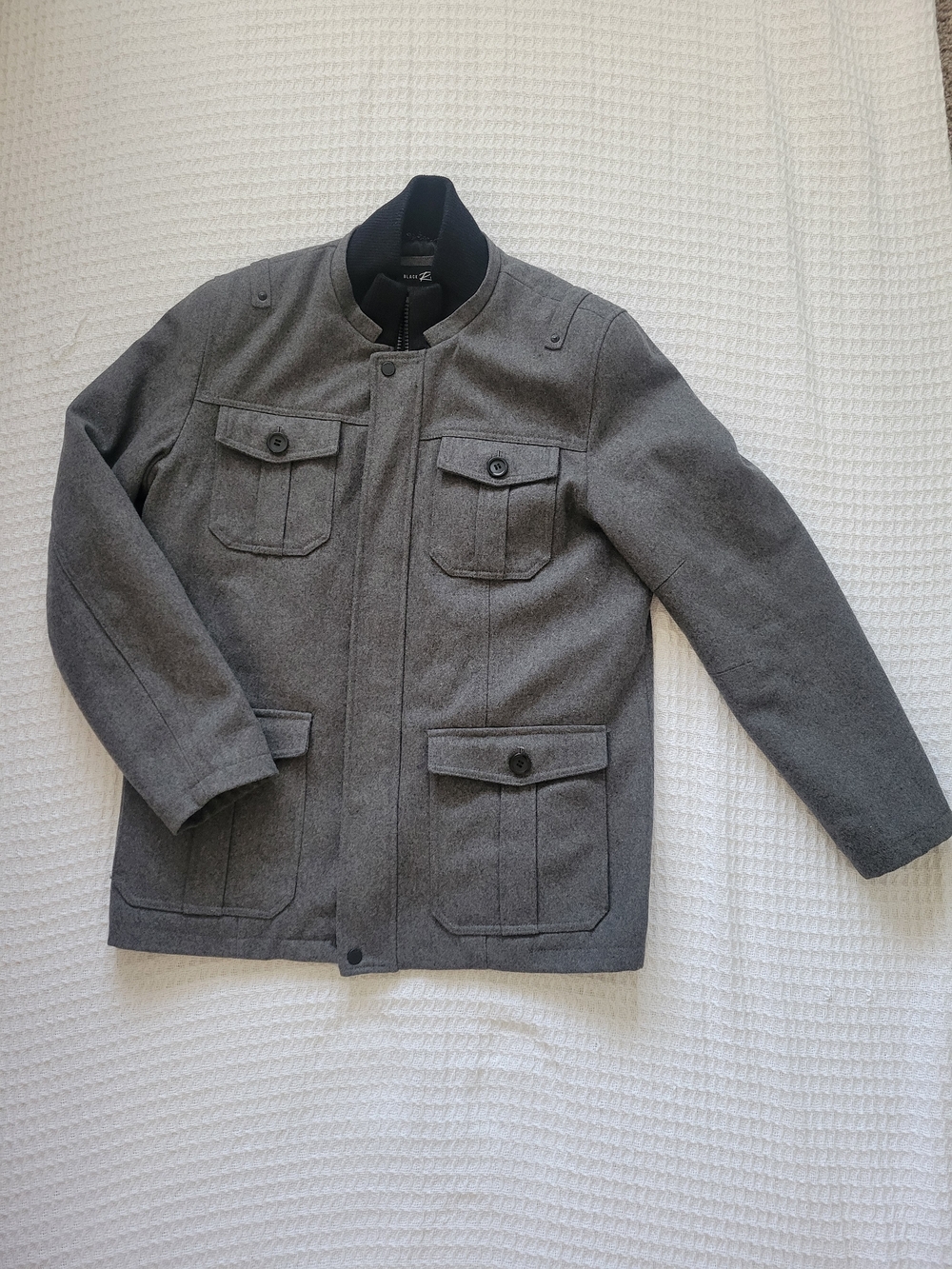 Black Rivet Gray Military-Style Wool Field Jacket